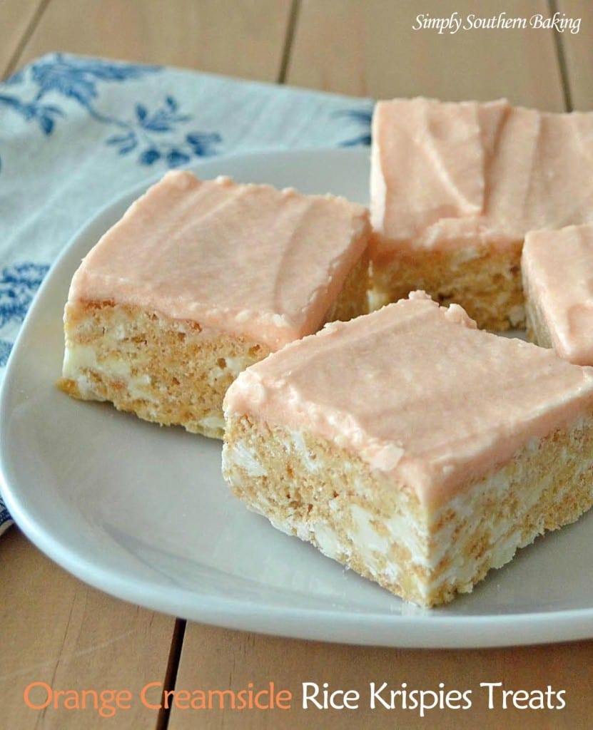 50 Pastel Desserts for Spring: Orange Creamsicle Rice Krispie Treats