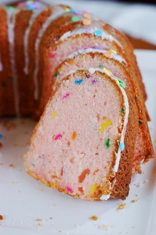 50 Pastel Desserts for Spring: Pink Funfetti Pound Cake