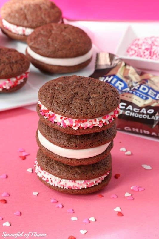 Chocolate Fudge Sandwich Cookies with Strawberry Filling50 Cookie Recipes to Fill Your Cookie Jar | www.chocolatechocolateandmore.com