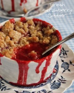 Fresh Strawberry Cobbler-Individual cobblers bursting with fresh berry flavor and a crumb topping!