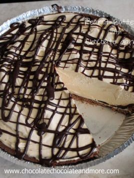 Peanut Butter Pie with Chocolate Ganache-creamy peanut butter filling with chocolate ganache on top and on the bottom!