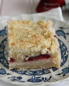 Strawberry Cheesecake Crumb bars-the delicious taste of Strawberry Cheesecake surrounded by a sweet crumb bar!