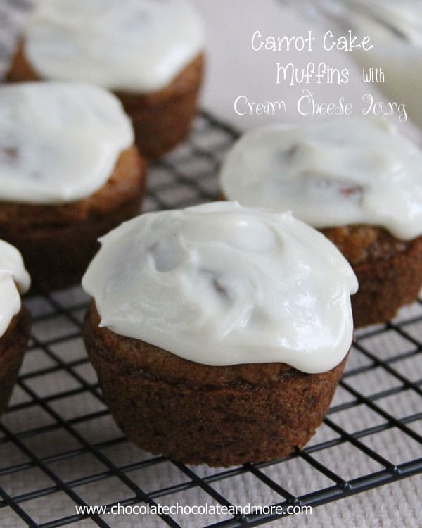 Carrot Cake Muffins with Cream Cheese Icing-the great flavor of Carrot Cake in a muffin!