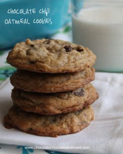 Chocolate Chip Oatmeal Cookies-using all brown sugar and a touch of cinnamon creates a tasty cookie!