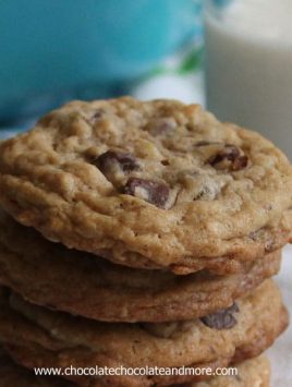 Chocolate Chip Oatmeal Cookies-using all brown sugar and a touch of cinnamon creates a tasty cookie!