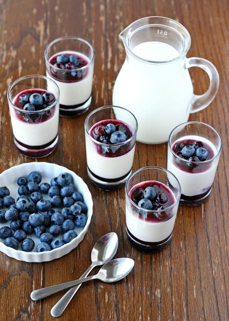 50 No Bake Treats: Yogurt Panna Cotta with Blueberry Sauce