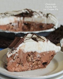 Chocolate Candy Bar Ice Cream Pie-an easy dessert to cool down on a hot day and the kids loving help make it!