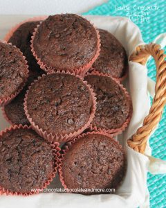 Double Chocolate Zucchini Muffins-using Zucchini in your muffins makes them so moist and counts as part of your daily veggies!