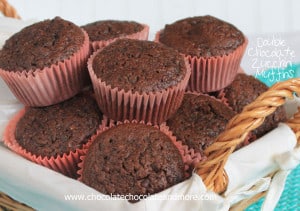 Double Chocolate Zucchini Muffins-using Zucchini in your muffins makes them so moist and counts as part of your daily veggies!