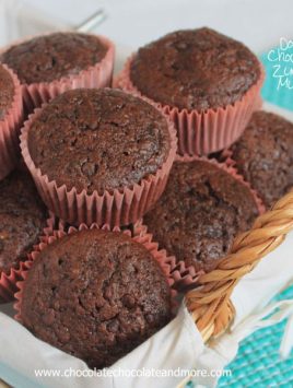 Double Chocolate Zucchini Muffins-using Zucchini in your muffins makes them so moist and counts as part of your daily veggies!