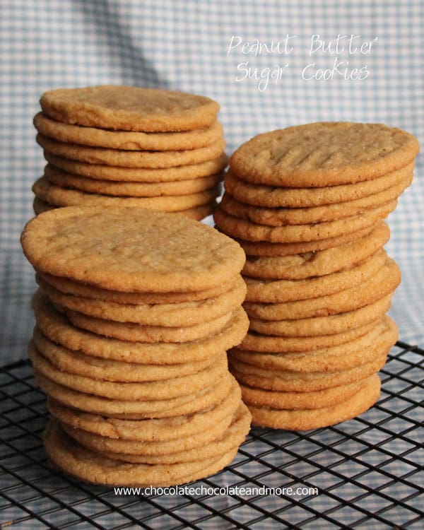 Peanut Butter Sugar Cookies-the best of a sugar cookie and a peanut butter cookie come together in these soft thin cookies. 