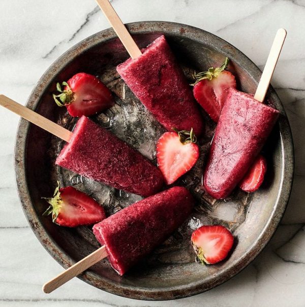 50 Popsicles: Roasted Strawberry Red Wine Popsicles