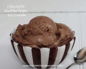 Chocolate Butterfinger Ice Cream-rich creamy chocolate icecream infused with Butterfinger Candy bars!