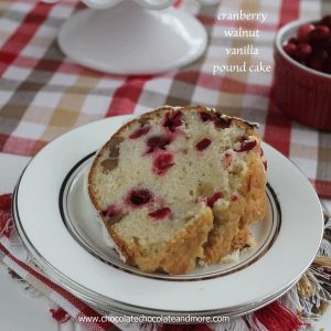 Cranberry Walnut Vanilla Pound Cake drizzled with White Chocolate-perfect for the holidays!
