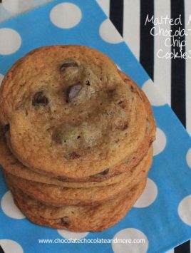 Malted Chocolate Chip Cookies-full of malt flavor, these cookies are thin, soft and chewy.