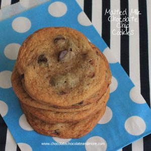 Malted Chocolate Chip Cookies-full of malt flavor, these cookies are thin, soft and chewy.