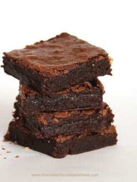 One Bowl Brownies, made from scratch, deep rich chocolate flavor in a fudgy brownie.