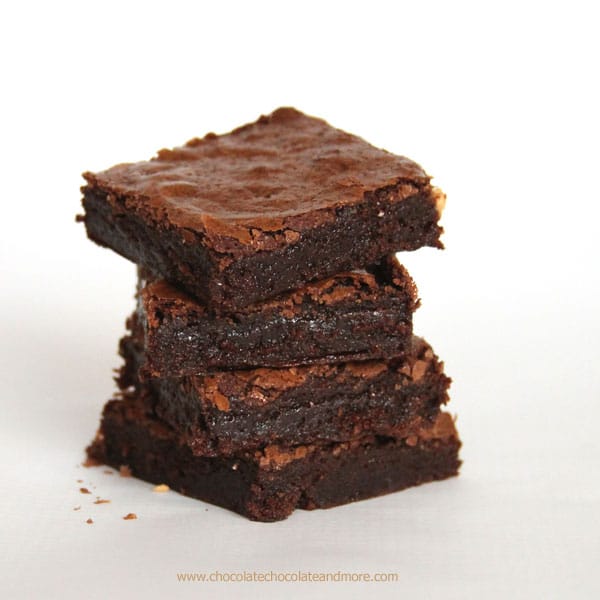 One Bowl Brownies, made from scratch, deep rich chocolate flavor in a fudgy brownie.