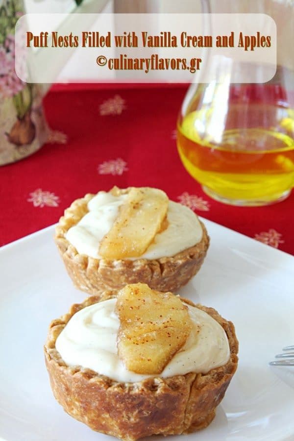 50 Very Vanilla Recipes: Puffy Nests filled with Vanilla Cream and Apples