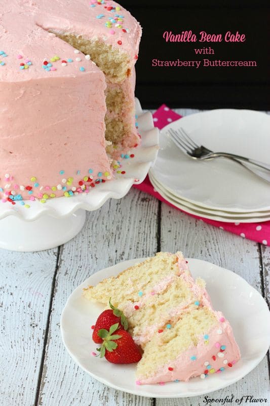 50 Very Vanilla Recipes: Vanilla Bean Cake with Strawberry Buttercream