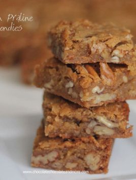 Pecan Praline Blondies-these bars are full of rich vanilla flavor and lots of pecans!