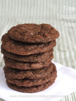Triple Chocolate Cookies-Cocoa Powder, Semi-sweet Chocolate and Milk Chocolate team up making these cookies irresistibly Chocolatey!