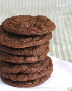 Triple Chocolate Cookies-Cocoa Powder, Semi-sweet Chocolate and Milk Chocolate team up making these cookies irresistibly Chocolatey!