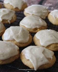 Frosted pumpkin Cake Cookies-made from scratch,the texture of cake, with a rich caramel frosting!