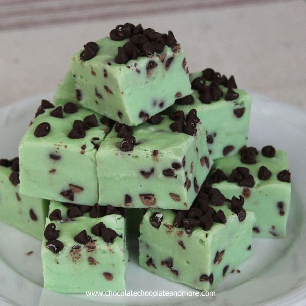 Mint Chocolate Chip Fudge-same great taste you love as ice cream in a creamy melt in your mouth fudge!