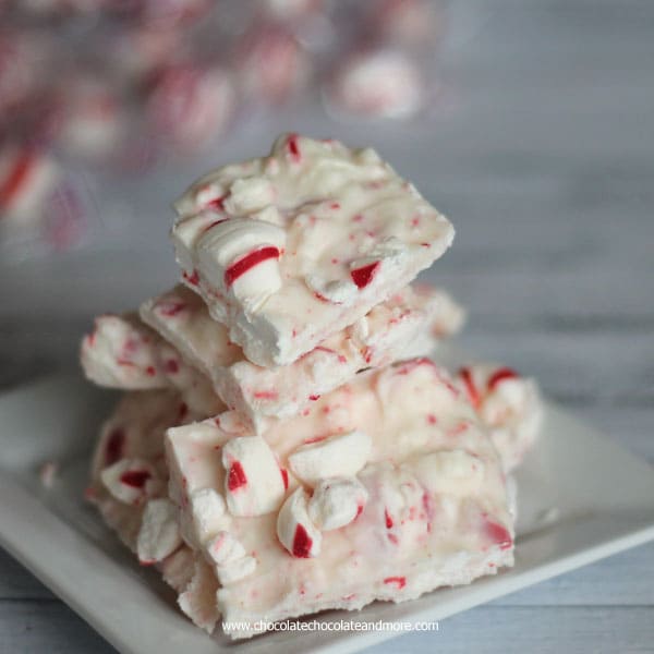 White Chocolate Peppermint Bark-just 2 ingredients, makes a great gift for the Holidays!