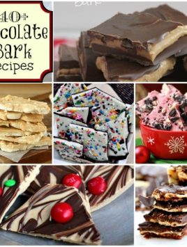Chocolate Bark is the easiest candy you can make. Here are 40+ Chocolate bark recipes found at ChocolateChocolateandmore.com