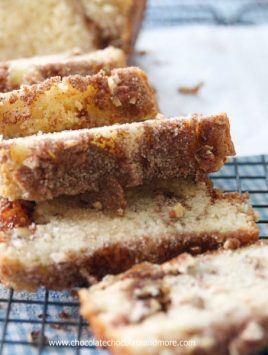 Cinnamon Swirl Quick Bread filled with cinnamon sugar and pecans, for an easy breakfast treat or snack.