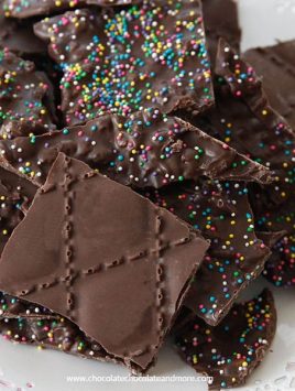 Crispy Chocolate Bark Candy-Just 2 ingredients-Rice Krispies Cereal and Chocolate Almond Bark, you won't believe how good this is until you make it yourself!