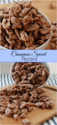 Cinnamon Spiced Pecans-a simple recipe using an egg white, sugar, cinnamon and a dash of salt