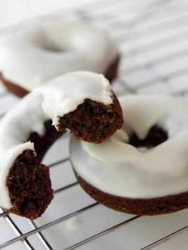 Chocolate Cake Donuts with a vanilla glaze