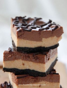 No-Bake Chocolate Peanut Butter Cheesecake Bars from www.chocolatechocolateandmore.com