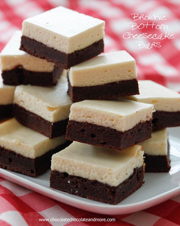 Brownie Bottom Cheesecake Bars - Chocolate Chocolate and More!