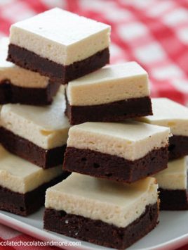 Brownie Bottom Cheesecake Bars-a fudgy brownie bottom topped with a classic cheesecake top, the best of two delicious desserts in every bite!