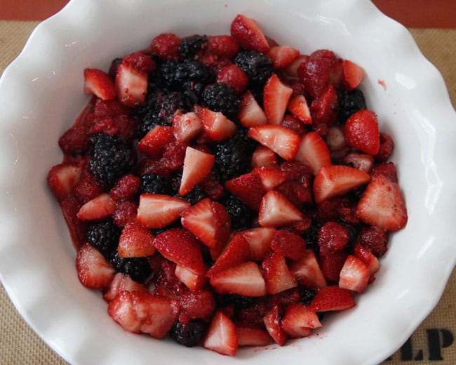 Fresh berries-strawberries, blackberries and raspberries for a Summer Berry Cobbler