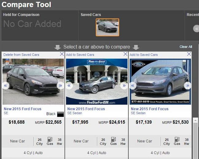 Autotrader Compare Tool-feel drivetastic