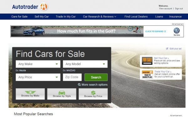 Autotrader Search Box-feel drivetastic! 