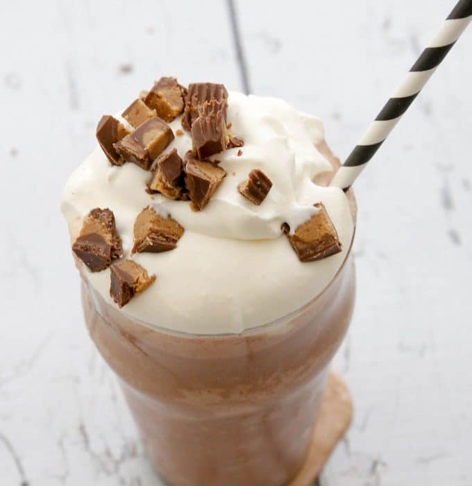 Chocolate Peanut Butter Milkshake-tastes like drinking a frozen peanut butter cup!