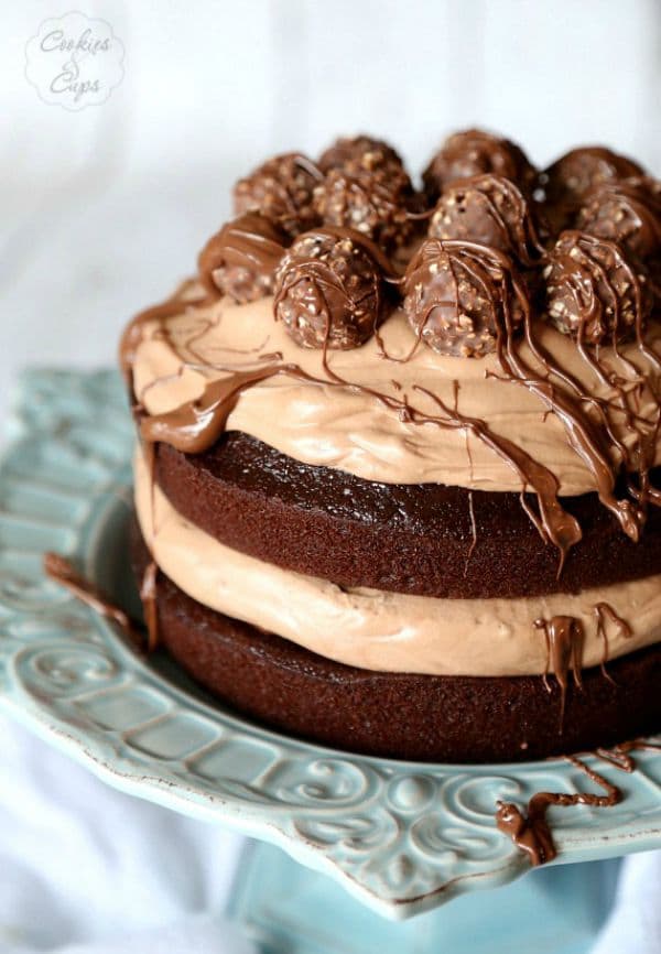 Chocolate Hazelnut Layer Cake by cookiesandcups.com