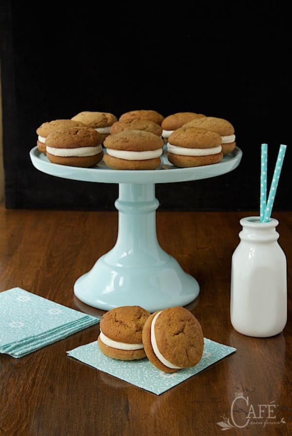 Pumpkin Whoopie Pies with Bourbon Brown Butter Butter Cream by thecafesucrefarine.com