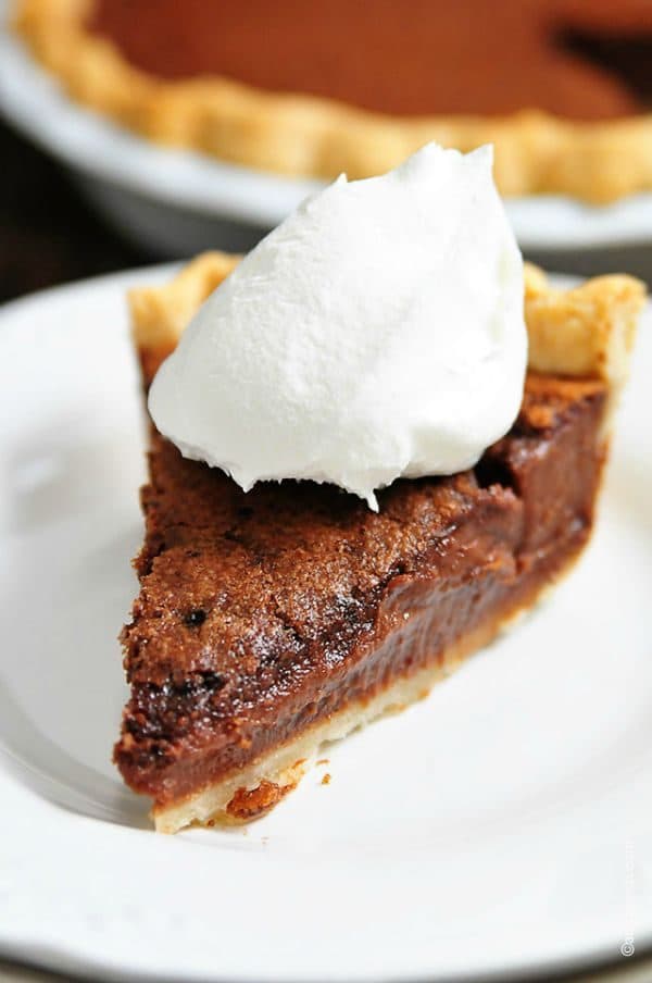 Chocolate Chess Pie by addapinch.com