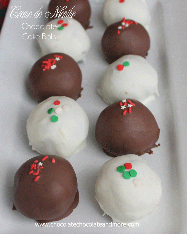 Creme de Menthe Chocolate Cake Balls by chocolatechocolateandmore.com