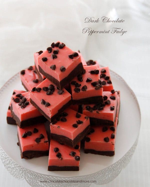 Dark Chocolate Peppermint Fudge by chocolatechocolateandmore.com