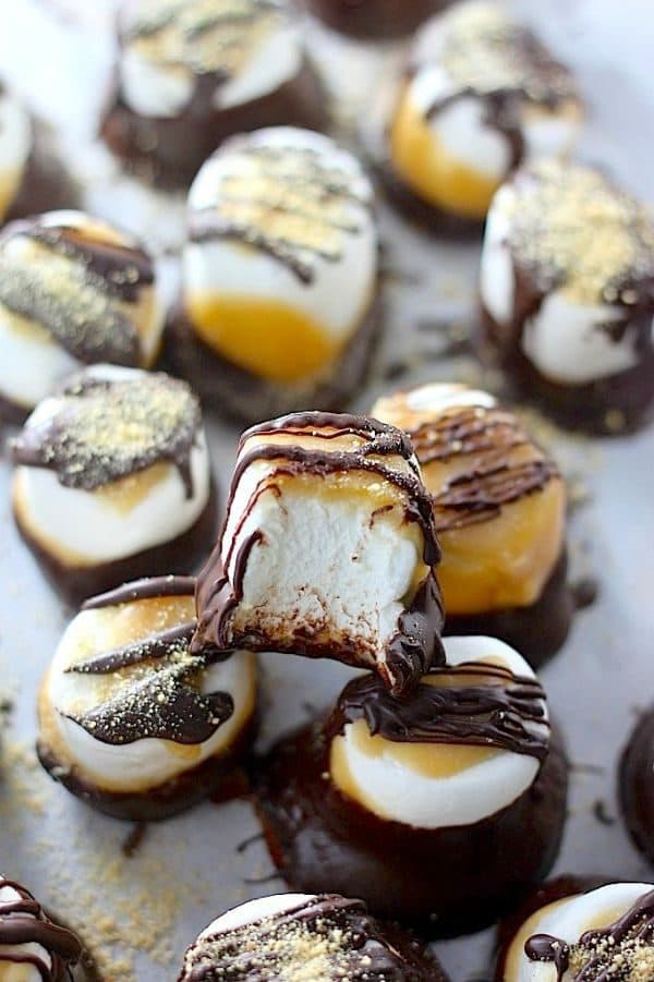 Dark Chocolate Salted Caramel Dipped Marshmallows by bakerbynature.com