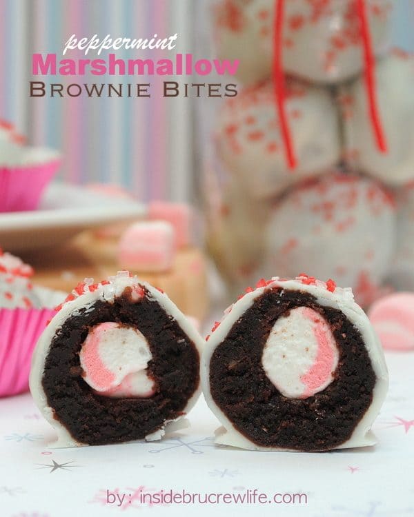 Peppermint Marshmallow Brownie Bites by insidebrucrewlife.com
