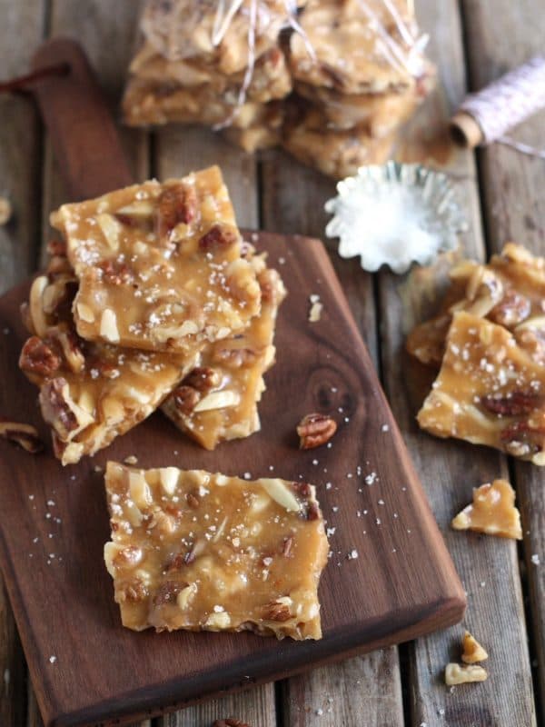 Salted Caramel Nut Brittle by completelydelicious.com